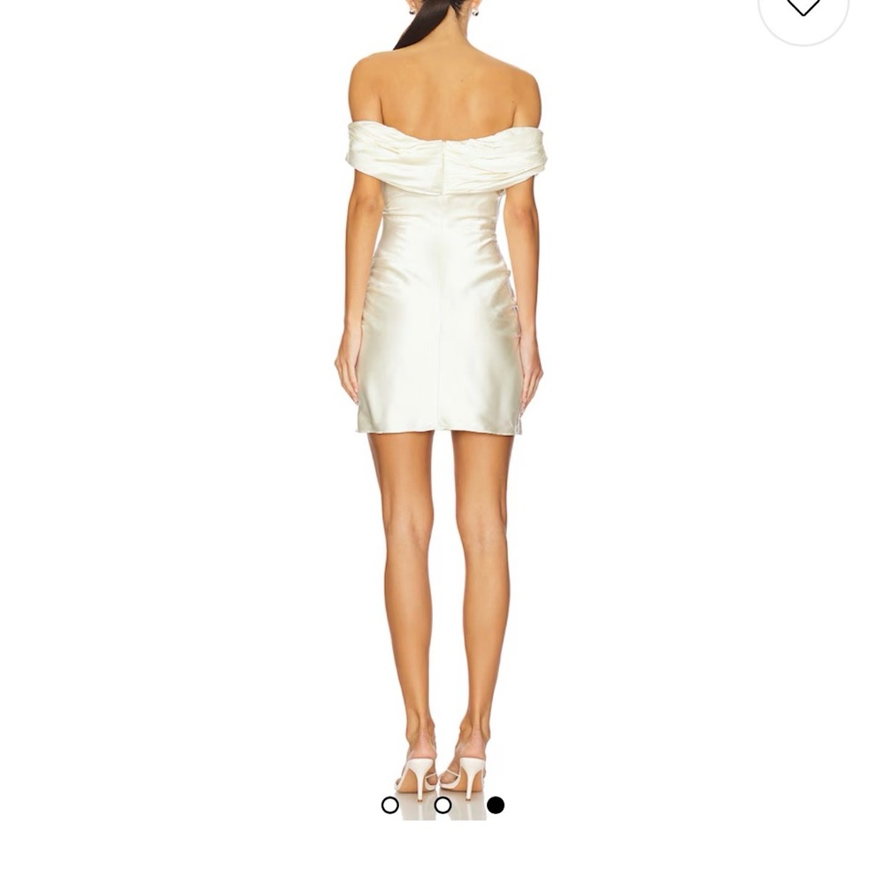 LPA Off-Shoulder Backless Ruched Mini Dress in Ivory - Picture 2 of 9